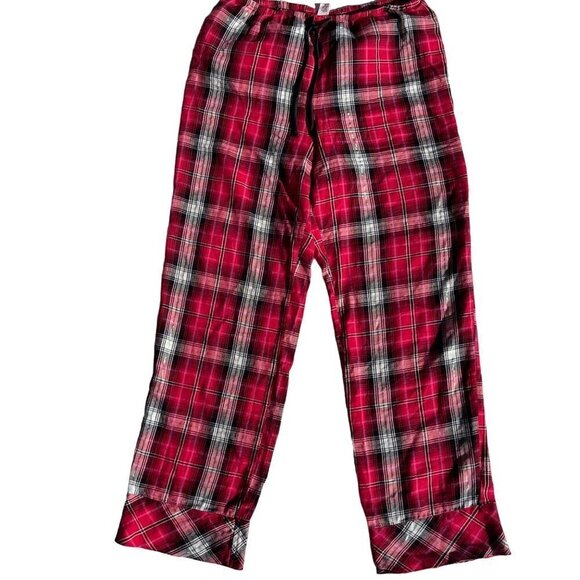 Victoria's Secret MEDIUM Comfort Pink/Red/Metallic Plaid Ruffle Pajama Pants - Picture 1 of 5
